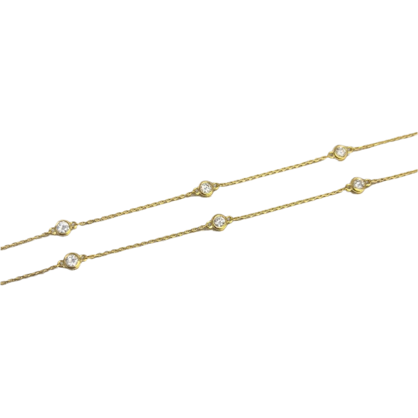 14k Yellow Gold 10 Station Diamonds by the Yard Necklace 0.46ctw 16" 2.2g