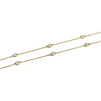 14k Yellow Gold 10 Station Diamonds by the Yard Necklace 0.46ctw 16" 2.2g