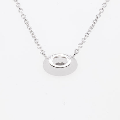 14k White Gold Oval Diamond Bezel Set Pendant Necklace 0.68ct H SI1 2.6g 18.5"