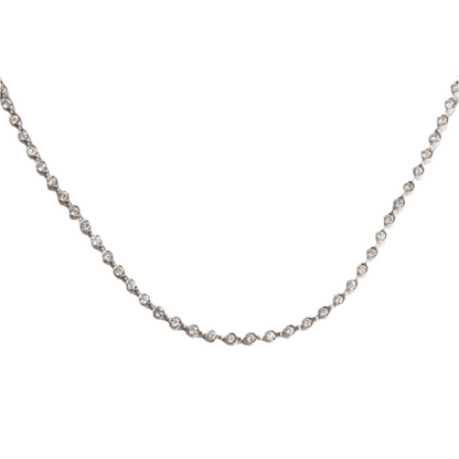 18k White Gold Round Diamond Halfway Tennis Necklace 1.80ctw H VS2 17"