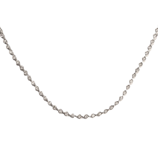 18k White Gold Round Diamond Halfway Tennis Necklace 1.80ctw H VS2 17"