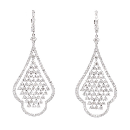 14k White Gold Diamond 232 Stone Chandelier Dangle Earrings 4.20ctw F-G VS