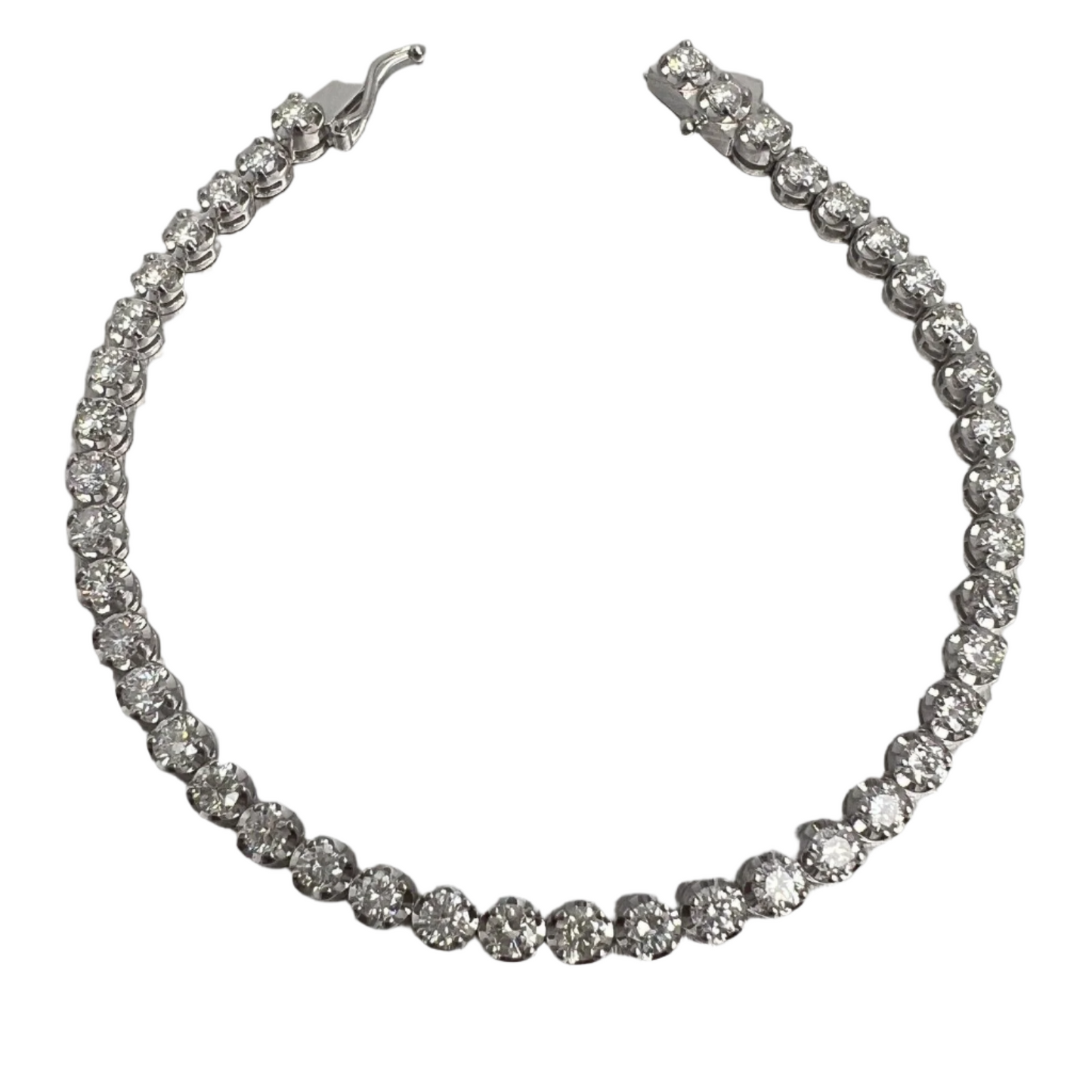 14k White Gold Diamond 42 Stone U-Prong Tennis Bracelet 4.33ctw G SI1 9.8g 7"