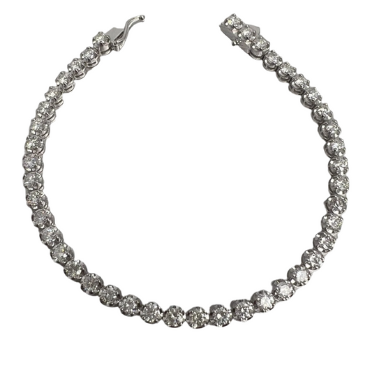 14k White Gold Diamond 42 Stone U-Prong Tennis Bracelet 4.33ctw G SI1 9.8g 7"