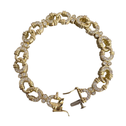 14k Yellow Gold Diamond Figure 8 Link Bracelet 1.50ctw G VS2 7.00" 28.8g