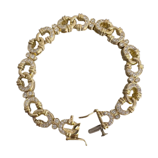 14k Yellow Gold Diamond Figure 8 Link Bracelet 1.50ctw G VS2 7.00" 28.8g