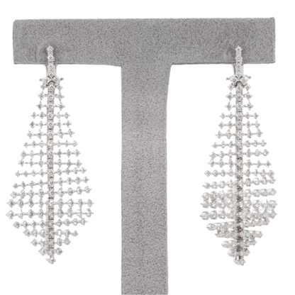 14k White Gold Diamond Sailboat Yacht Sails Dangle Earrings 4.20ctw G VS2 21.3g