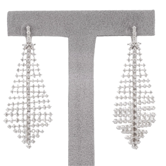 14k White Gold Diamond Sailboat Yacht Sails Dangle Earrings 4.20ctw G VS2 21.3g