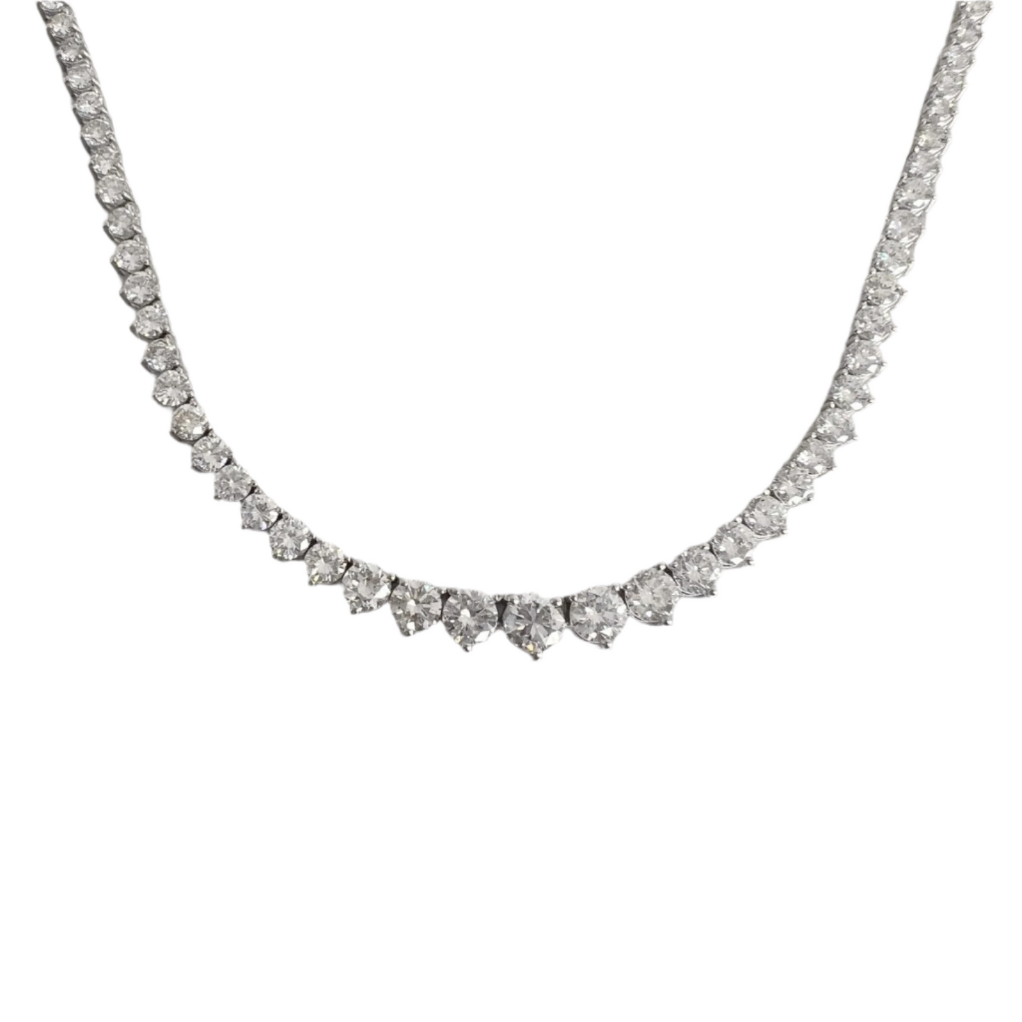 14k White Gold Round Diamond Graduated Tennis Necklace 10.71ctw G VS2-SI1 17"
