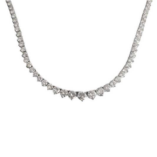 14k White Gold Round Diamond Graduated Tennis Necklace 10.71ctw G VS2-SI1 17"