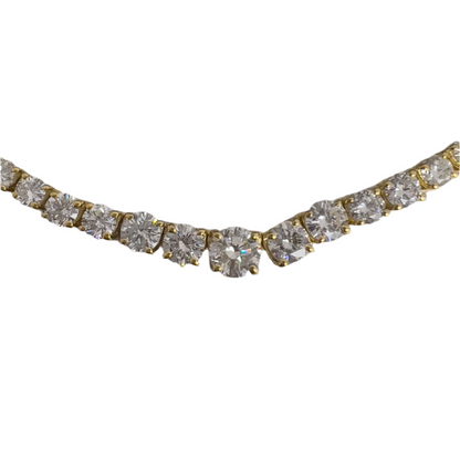 18k Yellow Gold Diamond Graduated Tennis Necklace 12.25ctw G VS2-SI1 16.75"