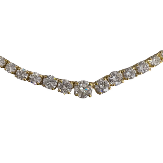 18k Yellow Gold Diamond Graduated Tennis Necklace 12.25ctw G VS2-SI1 16.75"