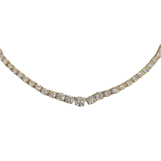 18k Yellow Gold Diamond Graduated Tennis Necklace 11.65ctw G VS2-SI1 16.75"
