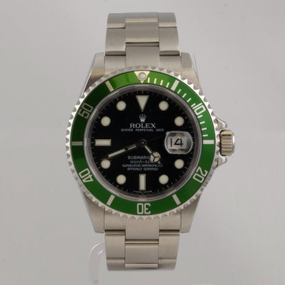 NOS Rolex Submariner Kermit Green 40mm Watch 16610V BOX & PAPERS STICKERS 2005/6