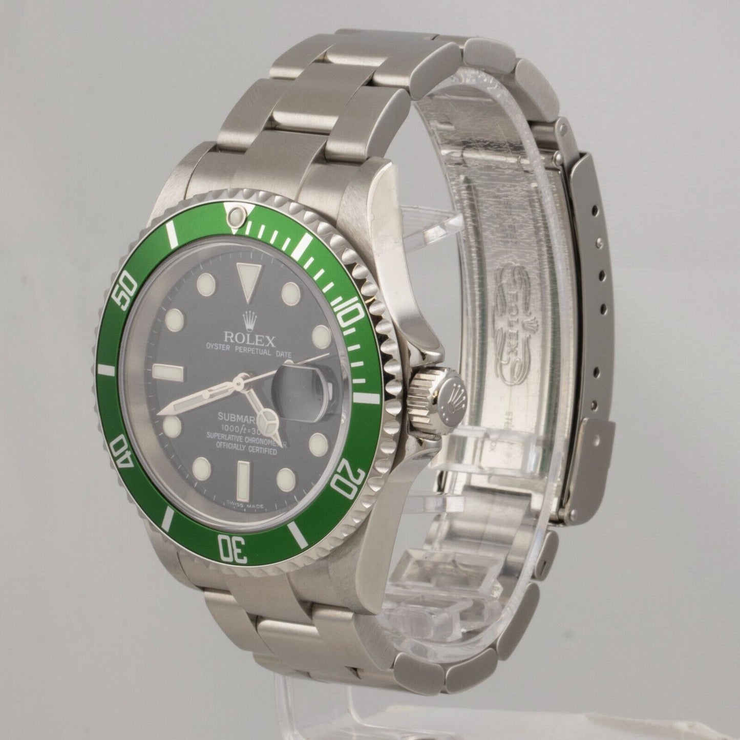 NOS Rolex Submariner Kermit Green 40mm Watch 16610V BOX & PAPERS STICKERS 2005/6