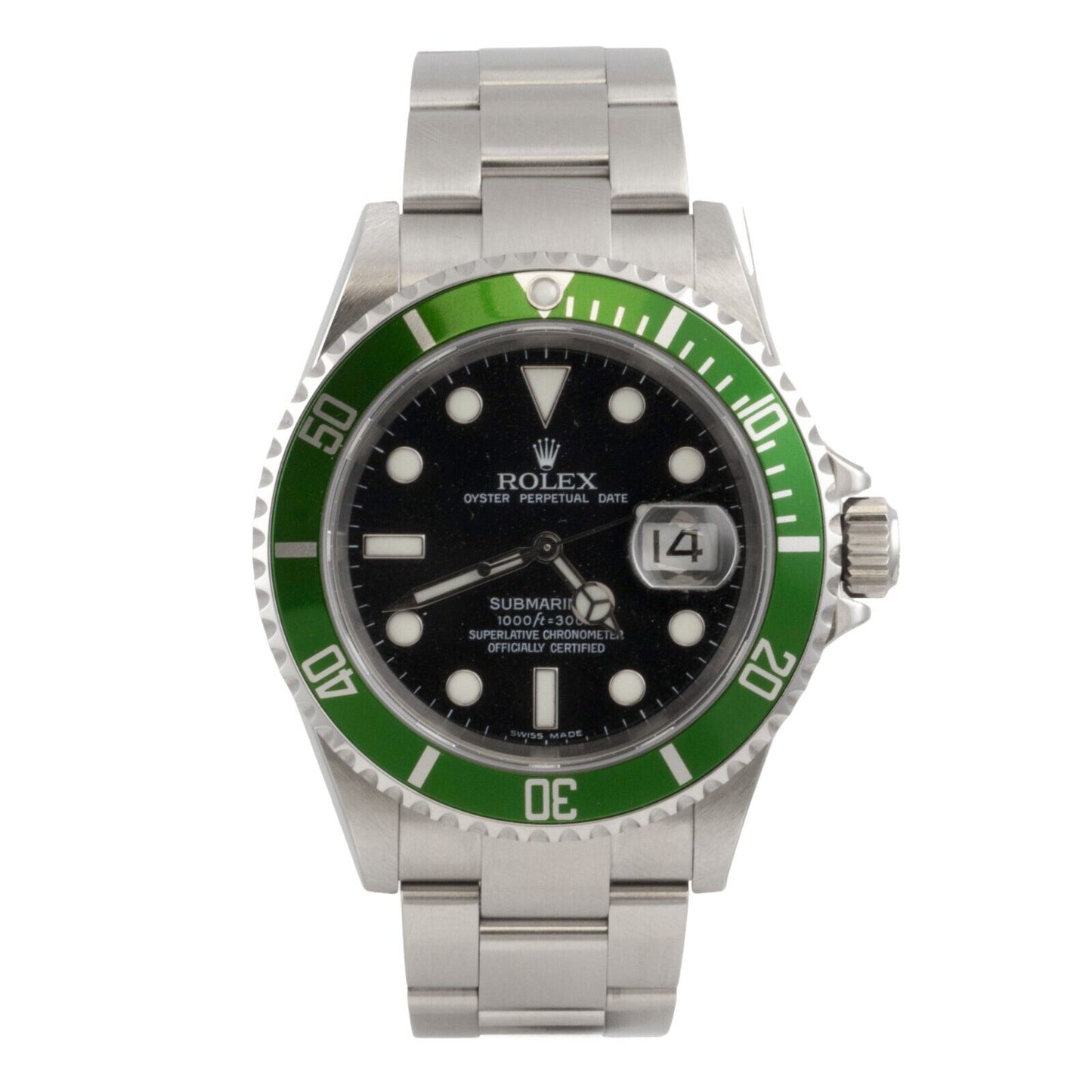 NOS Rolex Submariner Kermit Green 40mm Watch 16610V BOX & PAPERS STICKERS 2005/6