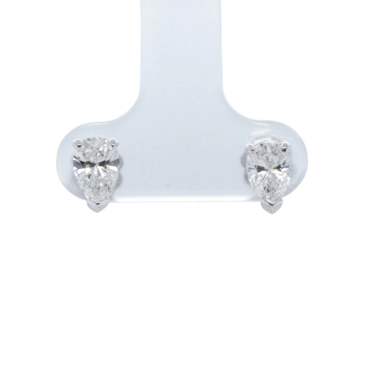 14k White Gold Pear Diamond Basket Stud Earrings 1.04ctw G VS2 - SI1