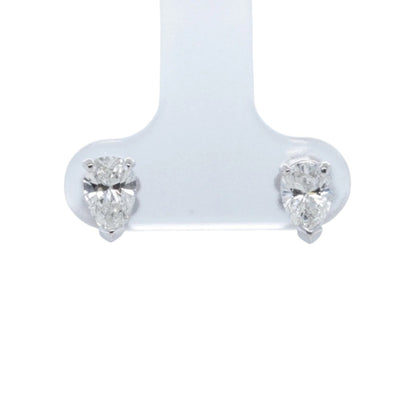 14k White Gold Pear Diamond Basket Stud Earrings 1.04ctw G VS2 - SI1