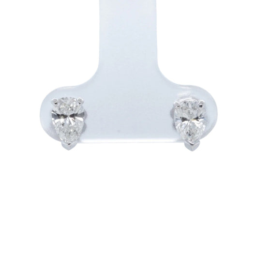 14k White Gold Pear Diamond Basket Stud Earrings 1.04ctw G VS2 - SI1