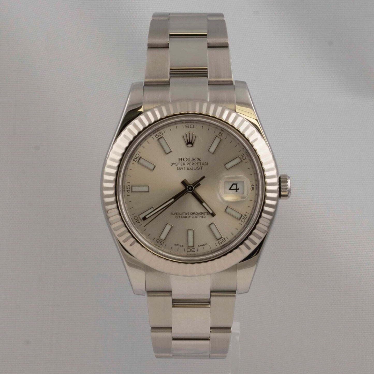 Rolex Datejust II 41mm Stainless Silver Dial FLUTED Watch 116334 BOX BOOK TAG