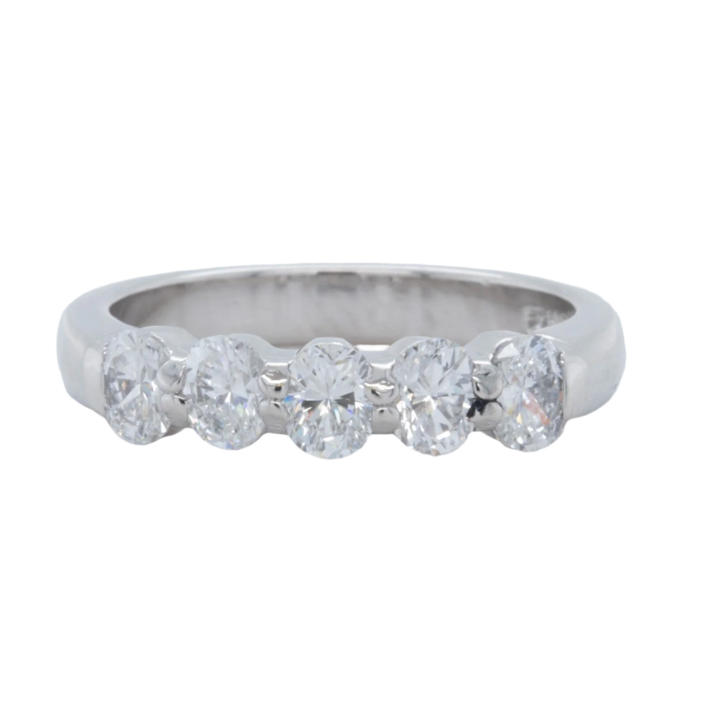 Platinum 950 Oval Diamond 5 Stone Wedding Band 0.25ctw G VS Ring Size 5.75