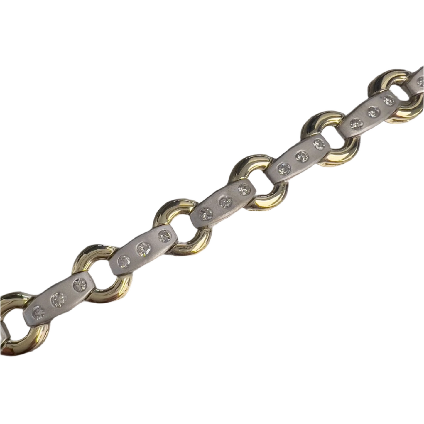 14k Yellow & White Gold Diamond Station Bracelet 7" 1.00ctw