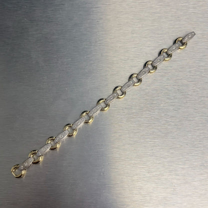 14k Yellow & White Gold Diamond Station Bracelet 7" 1.00ctw