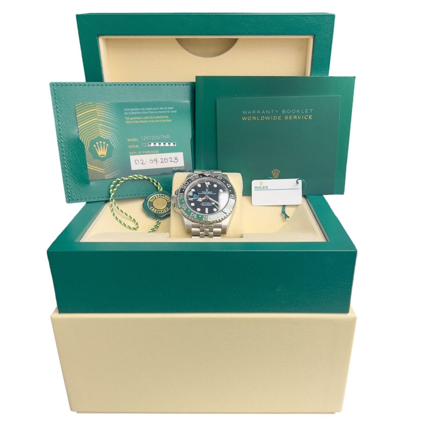 2023 Rolex GMT-Master II Sprite Green LEFTY Steel Jubilee Watch 126720 VTNR