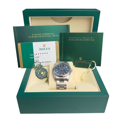 Rolex Oyster Perpetual Blue Dial Stainless Steel SMOOTH 36mm 116000 BOX & PAPERS