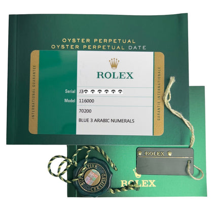 Rolex Oyster Perpetual Blue Dial Stainless Steel SMOOTH 36mm 116000 BOX & PAPERS