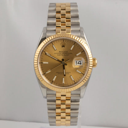 2021 Rolex Datejust 18k Yellow Gold & Stainless 36mm Watch 126233 BOX + PAPERS