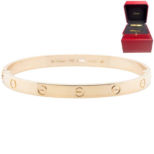 Cartier Love 750 18k Yellow Gold Bangle Screw Bracelet Size 19 / 7.00" BOX