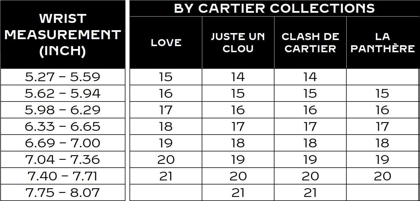 Sizes of cartier bangle sale