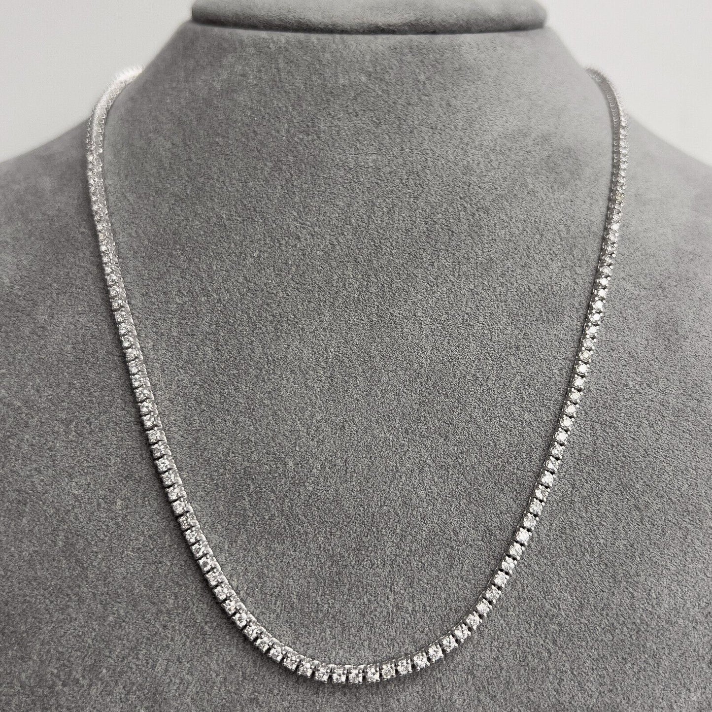 14k White Gold Round Diamond Halfway Tennis Necklace 2.45ctw G SI1 18.5"