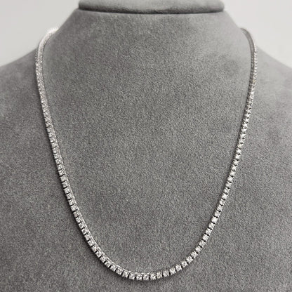 14k White Gold Round Diamond Halfway Tennis Necklace 2.45ctw G SI1 18.5"