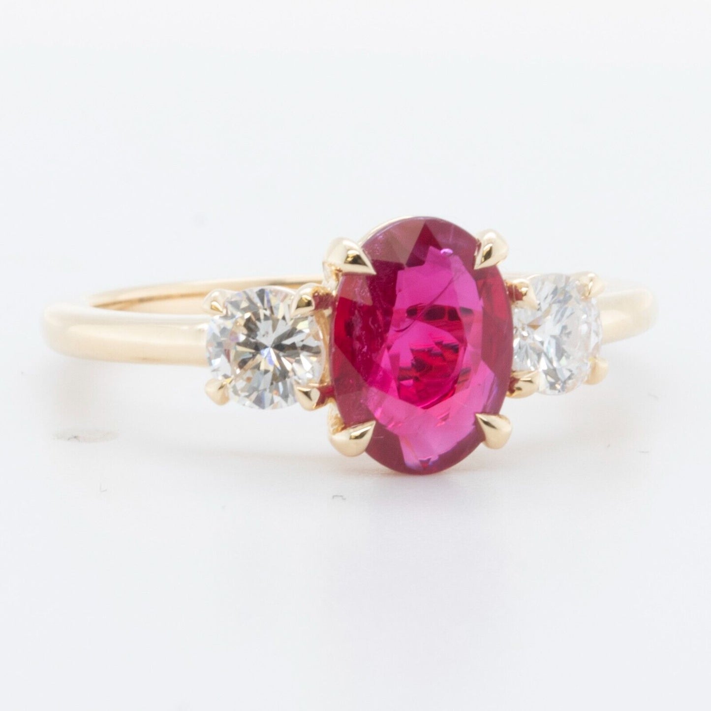 18k Yellow Gold GIA 1.19ct Oval Ruby & 0.52ctw Round Diamond Ring G VS Size 6.5