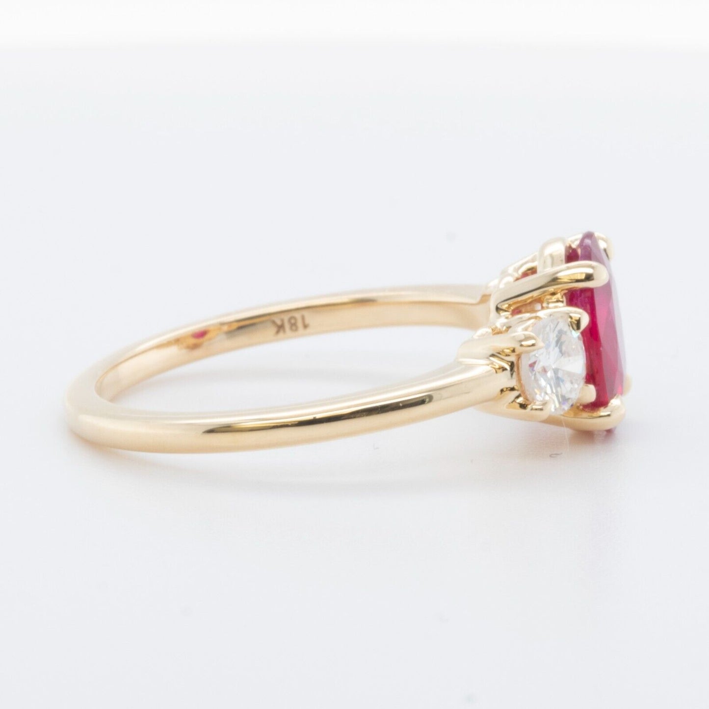 18k Yellow Gold GIA 1.19ct Oval Ruby & 0.52ctw Round Diamond Ring G VS Size 6.5