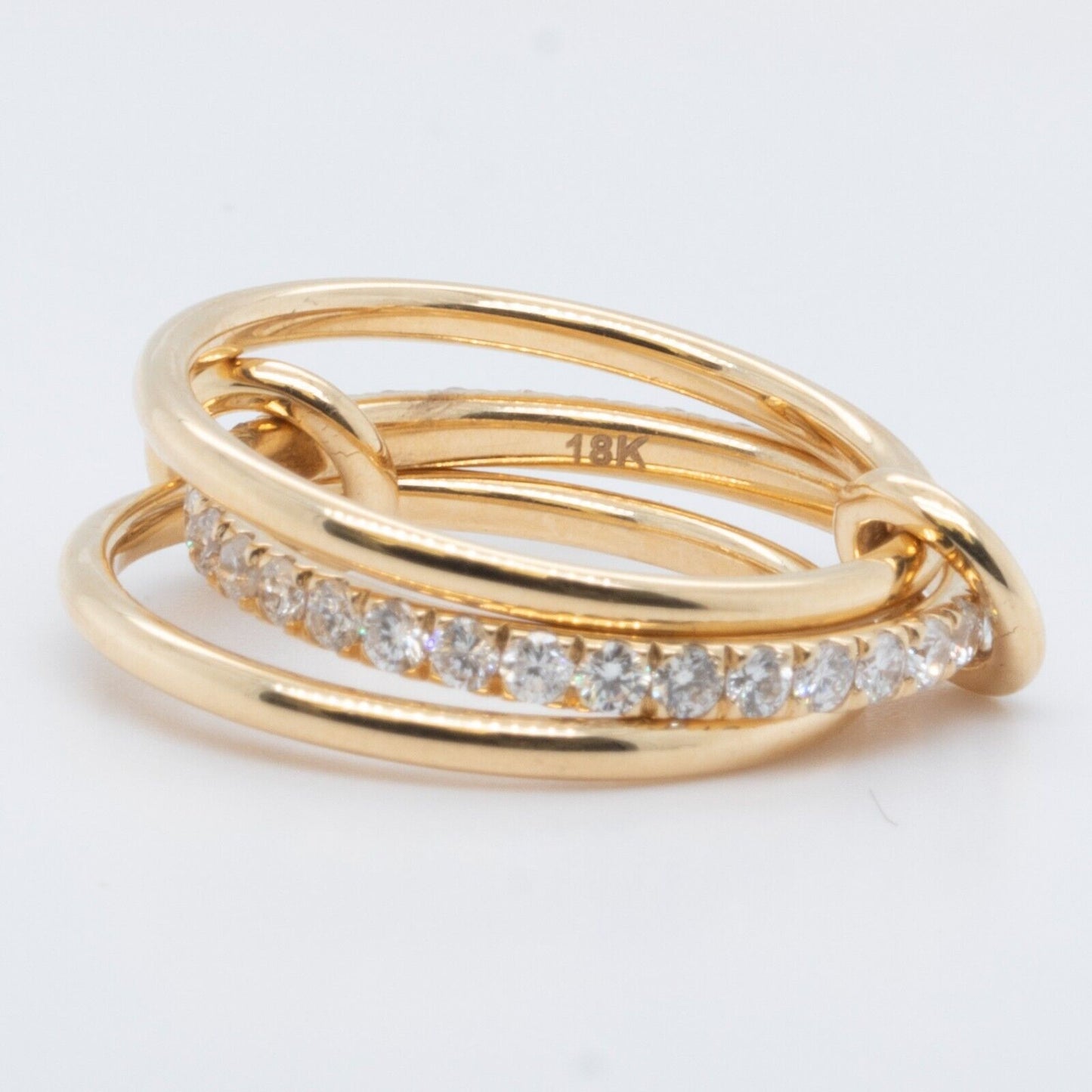 18k Yellow Gold 3 Link Round Diamond Eternity Band 1.15ctw G SI1 Ring Size 6