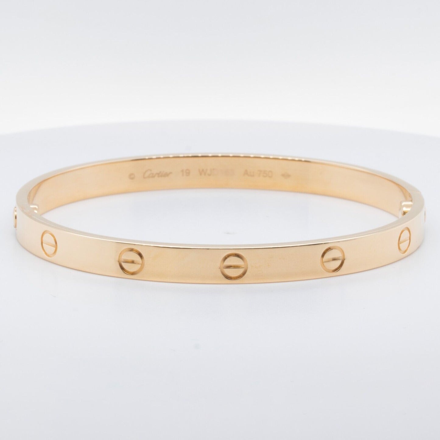 2024 NEW STYLE Cartier Love 18k Yellow Gold Bangle Bracelet Size 19 POUCH & CERT