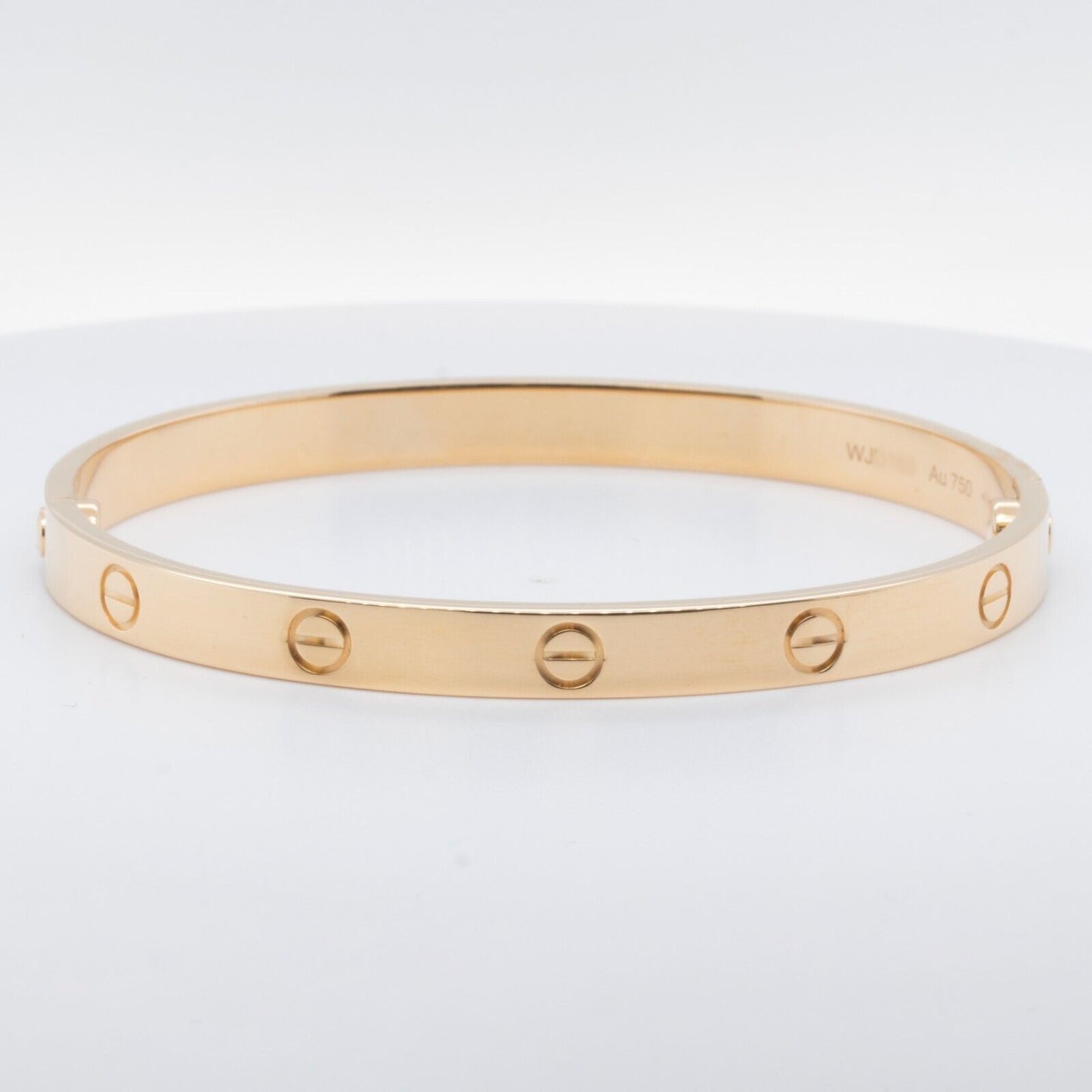 2024 NEW STYLE Cartier Love 18k Yellow Gold Bangle Bracelet Size 19 POUCH & CERT