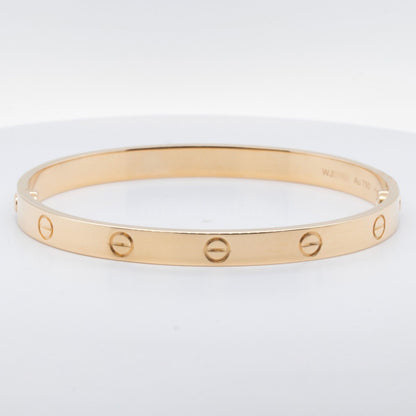 2024 NEW STYLE Cartier Love 18k Yellow Gold Bangle Bracelet Size 19 POUCH & CERT