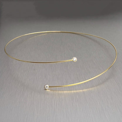 Tiffany & Co. Peretti 18k Gold Diamond Hoop Single Row Choker Necklace 15" - 16"