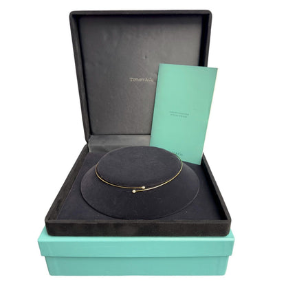 Tiffany & Co. Peretti 18k Gold Diamond Hoop Single Row Choker Necklace 15" - 16"