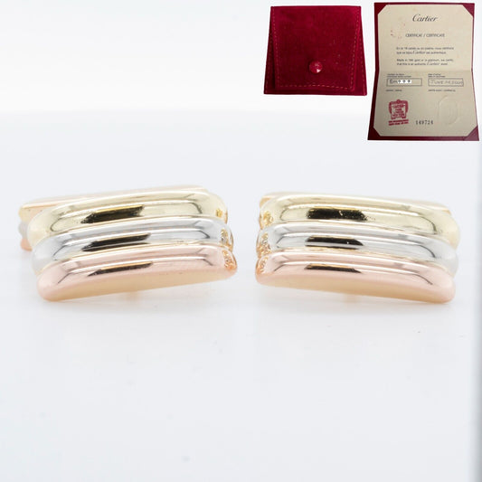 Cartier 18k Yellow White & Rose Gold Tritone Men's Cufflinks 14.8g POUCH CERT