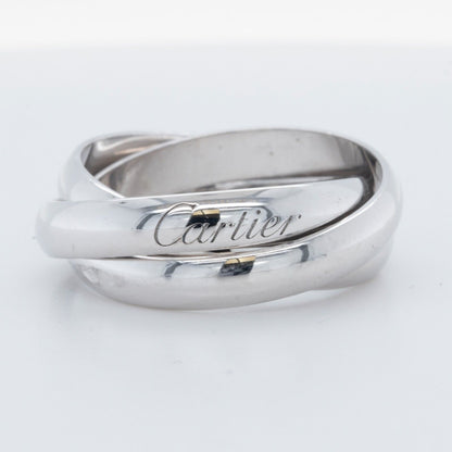 1999 Cartier Trinity 18k White Gold Interlocking Rolling Ring Size 53 / 6.25 BOX