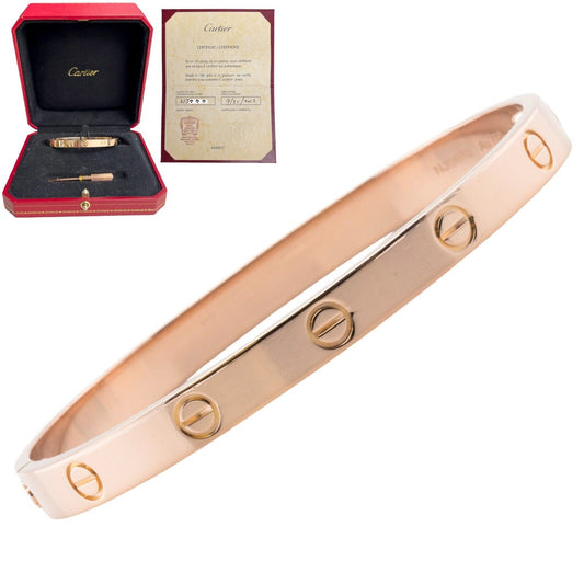 2012 Cartier Love 18k Rose Gold Bangle Bracelet Size 18 BOX & CERTIFICATE