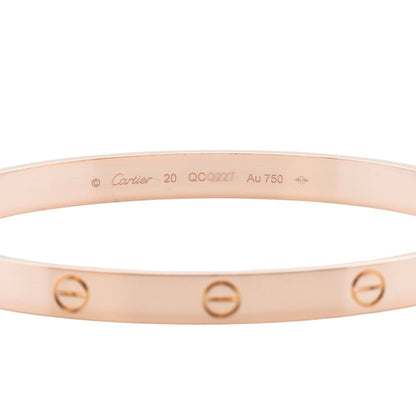 2022 Cartier Love 18k Rose Gold Bangle Bracelet Size 20 BOX & CERTIFICATE