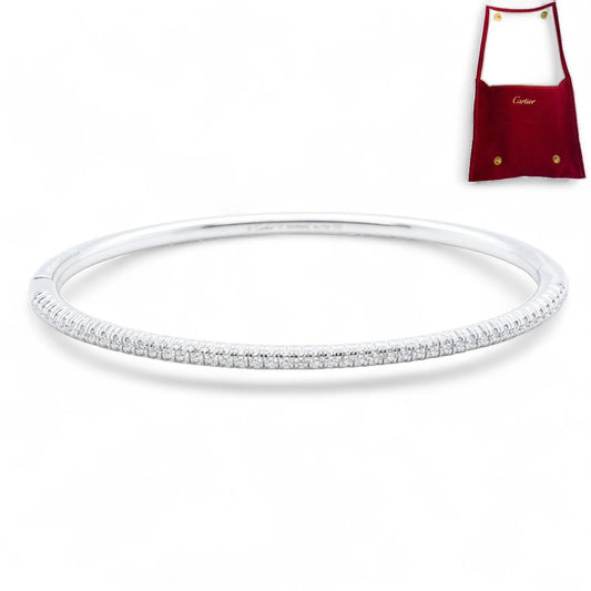 Cartier Etincelle Diamond 18k White Gold Size 17 Bangle Bracelet 0.60ctw POUCH