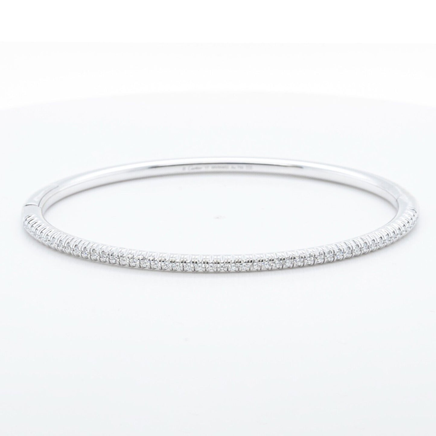 Cartier Etincelle Diamond 18k White Gold Size 17 Bangle Bracelet 0.60ctw POUCH