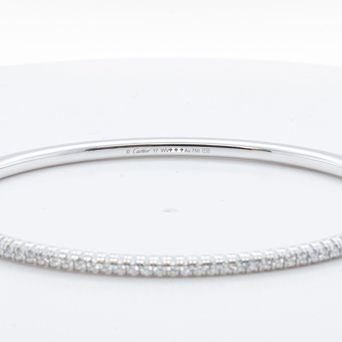 Cartier Etincelle Diamond 18k White Gold Size 17 Bangle Bracelet 0.60ctw POUCH